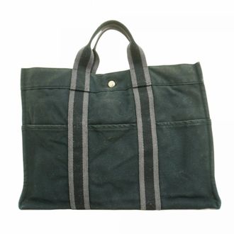 Herm&egrave;s Black Canvas Tote Bag (Pre-Owned)