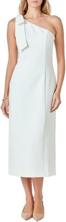 endless rose Bow Accent One-Shoulder Midi Dress in White at Nordstrom, Size X-Small