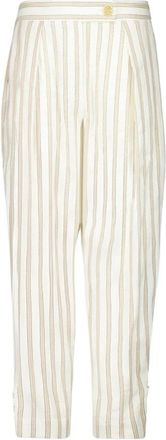 Zimmermann Illuminate Gestreepte Broek - Dames - Wijde Broeken - Beige - M - Leer - Broeken