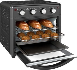HOMCOM Homcom Horno El&eacute;ctrico Multifunci&oacute;n De Sobremesa Mini Horno Tostador De 30l 1600w Freidora De Aire Con 7 Modos De Calor Y Temporizador 43x39x39 Cm