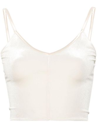 Forte_Forte sleeveless velour crop top - women - Elastane/Polyester - 0 - Neutrals