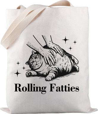 Generic Rolling Cat Tote Bag Cat Lovers Gift Cute Cat Fat Cat Shoulder Bag Funny Cat Meme Gift (Rolling Cat TOTE)