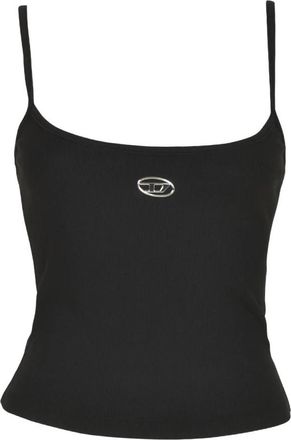 Diesel Ribgebreide Stretch Katoenen Top - Dames - Tops zonder mouwen - Zwart - L - Katoen - Tops