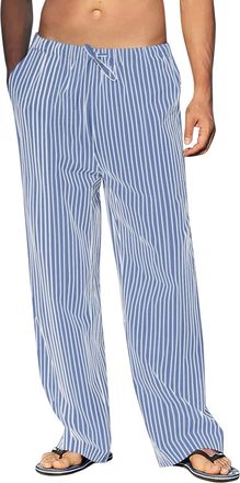 Generic Stripe Linen Trousers Men: Tracksuit Bottoms Mens Loose Fit Summer Sweatpants Mens Fitness Running Trousers Lightweight Summer Trousers Breathable Str