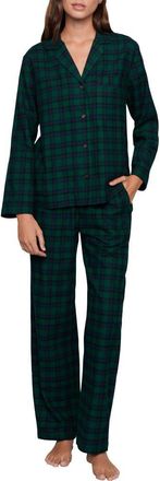Eberjey Plaid Cotton Flannel Pajamas in Blk Watch Tartan Rai at Nordstrom, Size X-Small