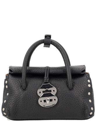 Zanellato Structured Black Leather Handbag With Silver-Tone Hardware