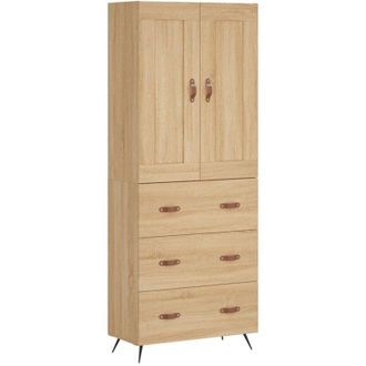 vidaXL Aparador Alto Madera Contrachapada Color Roble 69,5x34x180 Cm Vidaxl