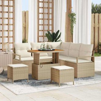 vidaXL Vidaxl - Conjunto De Sof&aacute; De Jard&iacute;n Con Coj&iacute;n 8 Pcs Beige Polirat&aacute;n