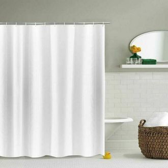 OEM Cortina De Ducha De 180 Cm De Alto, De Poli&eacute;ster Satinado A Rayas Color Crema Con Dobladillo Lastrado, Impermeable, 150 Cm De Ancho X 180 Cm De Alto