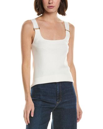 T Tahari Double Square Neck Rib Tank