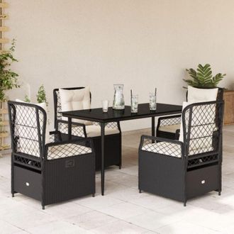vidaXL Set De Muebles Jard&iacute;n 5 Pzas Con Cojines Rat&aacute;n Sint&eacute;tico Negro Vidaxl