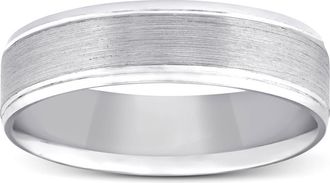 Pompeii3 5mm Flat Brushed Mens Wedding Band 10K White Gold Size Selectable