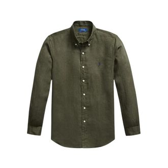 Polo Ralph Lauren Linnen Shirt op Maat - Heren - Casual Overhemden - Groen - XL - Linnen - Overhemden