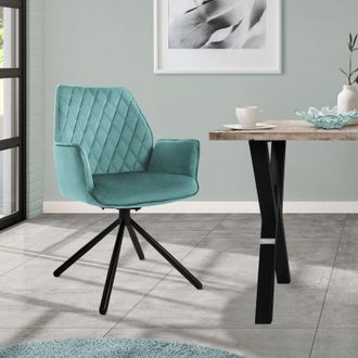 ML Design Ml-design - Silla De Comedor Con Respaldo Y Reposabrazos Asiento Salvia Tapizado Con Funda De Terciopelo Patas De Metal Sill&oacute;n Giratorio Dise&ntilde;o Ergon&oacute;
