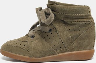 Isabel Marant Olive Green Suede Bobby Wedge Sneakers