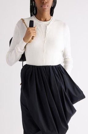 Chlo&eacute; Wool Pointelle Underpinning Cardigan in Iconic Milk at Nordstrom, Size Medium