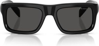 Prada 56mm Rectangular Sunglasses in Black/dark Grey at Nordstrom