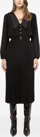 Nissa pleated belted midi dress - women - Polyester - 36 - Black