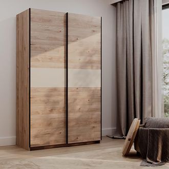 Dmora Armario Doble Dmora, Dormitorio 2 Estantes, Ropero, 2 Puertas, 120x204h Cm Roble Marr&oacute;n