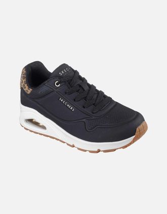 Skechers Womens Skechers UNO - Jungle Nite Polyurethane Womens Black/Leopard Standard Trainers - Size: 6