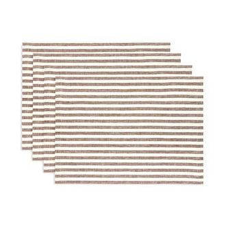 Solino Home Linen Placemats - Amalfi Stripe, 14 x 19 in Brown And Cream at Nordstrom, Size Medium