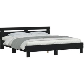 vidaXL Estructura Cama Led Sin Colch&oacute;n Cuero Sint&eacute;tico Negro 180x200cm Vidaxl