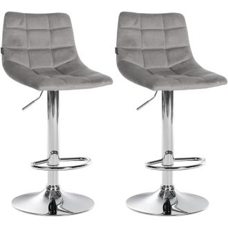 Clp Clp - Juego De 2 Taburetes De Bar Jerry En Terciopelo Gris Cromado