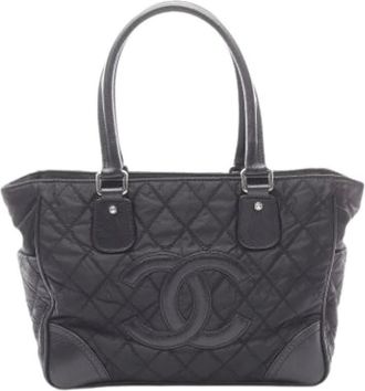 Chanel Pre-owned Tote Bags, female, Black, Size: ONE SIZE Pre-owned Vintage Nylon Tote Bag
