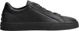 Tod's Zwarte Leren Minimalistische Sneakers - Heren - Sneakers - Zwart - 42 1/2 EU - Leer - Schoenen