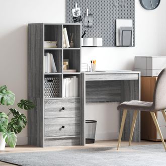Berkfield Home Desk with Storage Grey Sonoma Engineered Wood