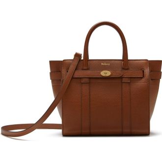 Mulberry Mini Zipped Bayswater Leather Satchel in Oak at Nordstrom