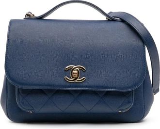 Chanel 2017-2018 Medium Caviar Business Affinity Flap satchel - Blue