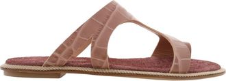 Ferragamo Marilu Croc-Embossed Leather Sandals, Size 7 C
