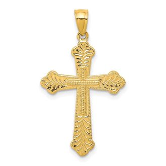 Diamond2Deal 10k Yellow Gold Budded Cross Pendant