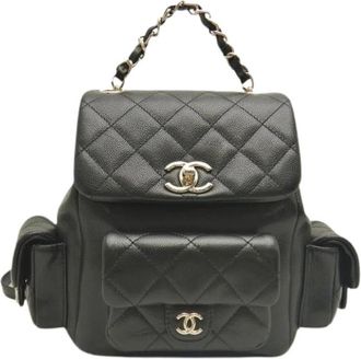 Chanel Pre-owned Leren Rugzak - Dames - Vintage Rugzakken - Zwart - ONE Size - Leer - Vintage