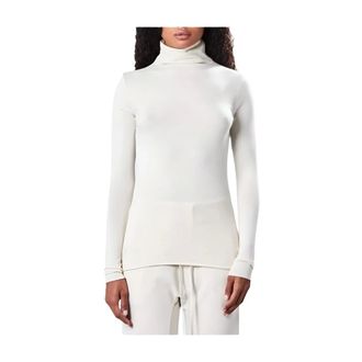 Thom Krom Long Sleeve Tops, female, White, Size: S Bone Turtleneck Sweater Raw Hem