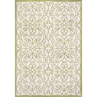 Jonathan Y Designs Madrid Vintage Filigree Textured Weave Indoor/Outdoor Area Rug in Green/cream at Nordstrom, Size 5Ft 0In X 5Ft 0In