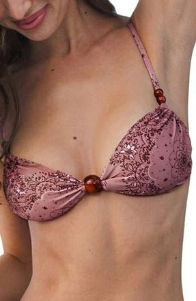 Cupshe Floral Beaded Bikini Top in Pink at Nordstrom Rack, Size Medium