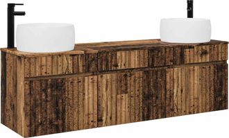 vidaXL Juego De Muebles De Ba&ntilde;o 3 Uds. Madera Envejecida Vidaxl