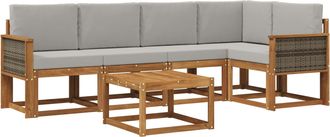 vidaXL Conjunto De Sof&aacute;s De Exterior 6 Uds. Natural Y Gris Claro Vidaxl