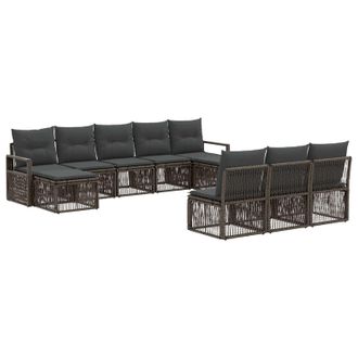 vidaXL Conjunto De Sof&aacute;s De Jard&iacute;n 10 Pcs Gris Rat&aacute;n Sint&eacute;tico Vidaxl
