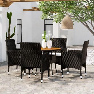 vidaXL Vidaxl - Juego De Comedor Para Jard&iacute;n 5 Piezas Rat&aacute;n Sint&eacute;tico Negro