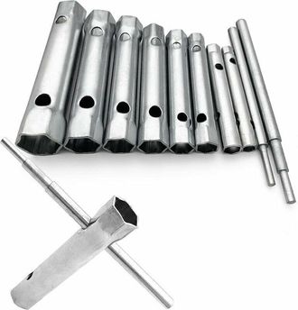 OEM Juego De 10 Llaves Tubulares De 6 A 22 Mm - Acero Inoxidable - Para Grifos, Mezcladores Y Tornillos De Dif&iacute;cil Acceso - Ultrarresistentes