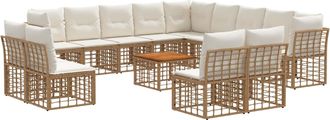 vidaXL Conjunto De Sof&aacute;s De Exterior 14 Uds. 13 Plaza Natural Y Crema Vidaxl