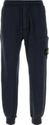 Stone Island Navy Blue Cotton Joggers