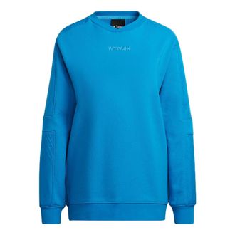 adidas x Ivy Park Crossover Solid Color Chest Logo Embroidered Pullover Round Neck Long Sleeves Blue HR3661