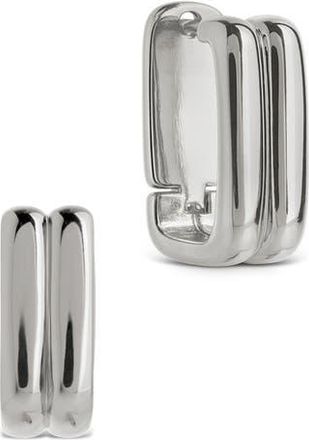 Sterling Forever Arianna Ribbed Square Hoop Earrings in Silver at Nordstrom Rack
