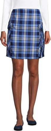 Lands End School Uniform Young Side Pleat Plaid Skort Above the Knee in Clear Blue Plaid at Nordstrom, Size 10