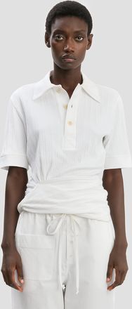 Victoria Beckham Twist Polo Top In White - XS - Womens