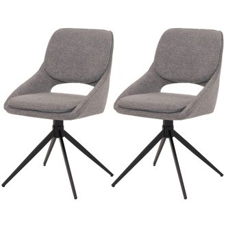 Hhg Hhg - Juego De 2 Sillas De Comedor 612, Silla De Cocina, Giratoria Con Retorno Autom&aacute;tico, Tejido Boucl&eacute; (540 G/m&sup2;) &Ouml;ko-tex, Gris